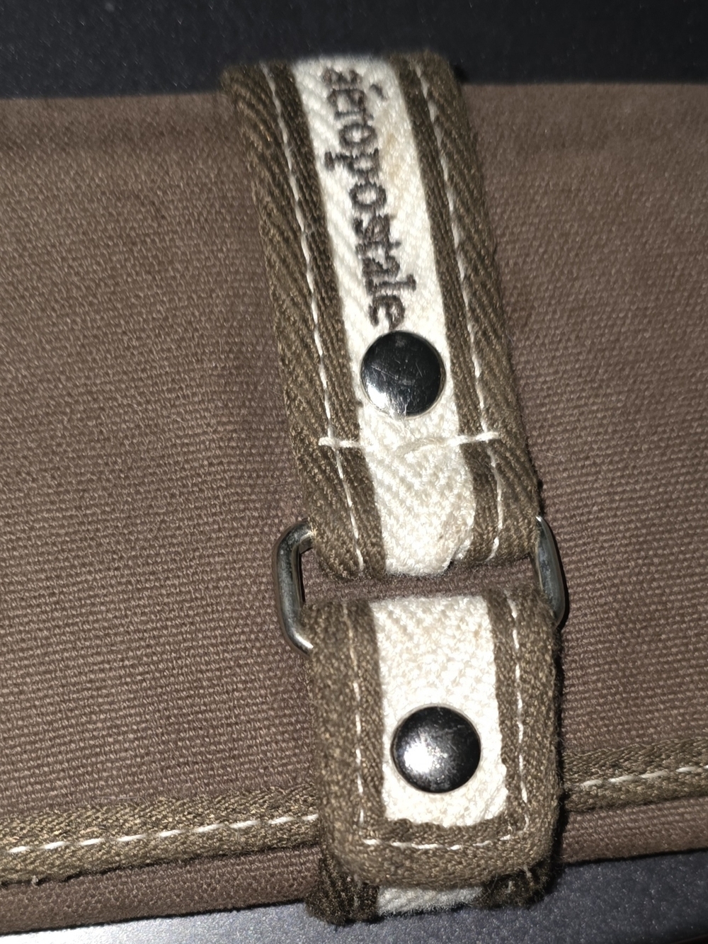 Areopostle Canvas Snap Wallet in Brown and Cream